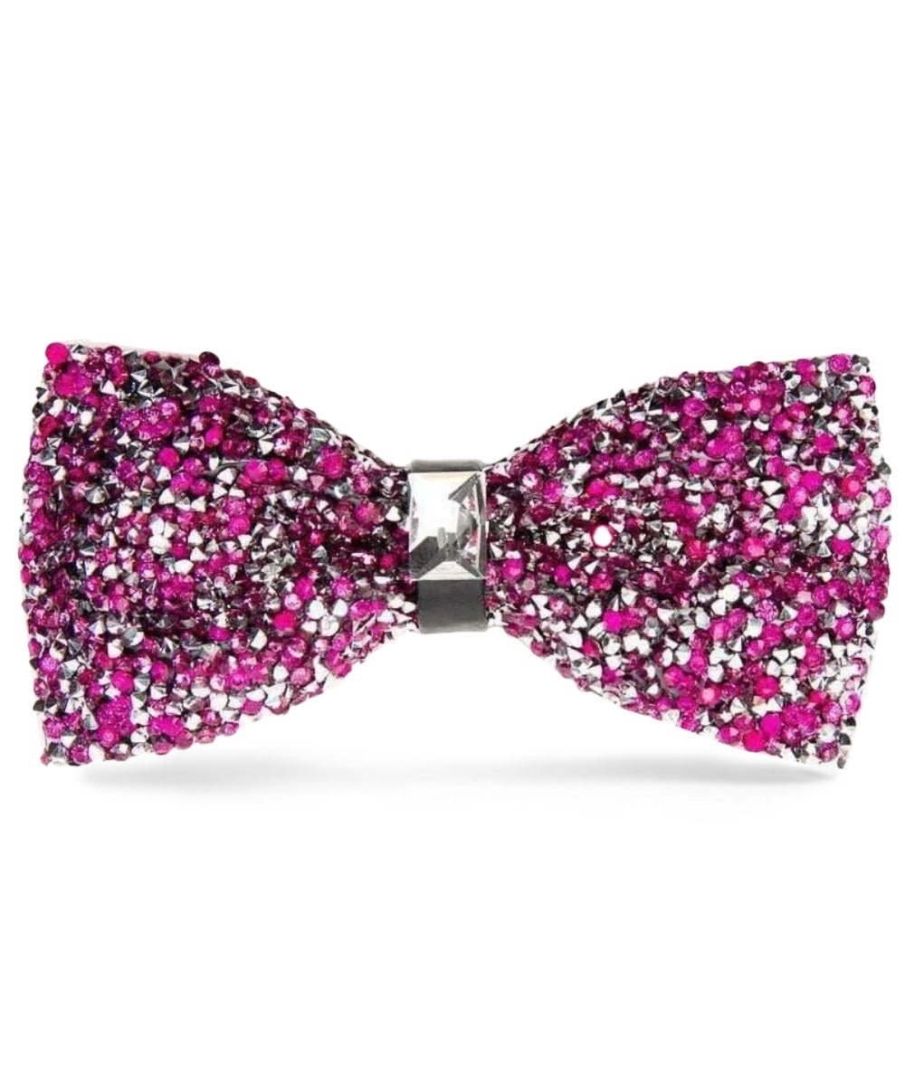 Vittorio Farina Men's Rhinestone Bow Tie in Gift Box - Hot Pink and Silver - Bow Tie - Vittorio Farina
