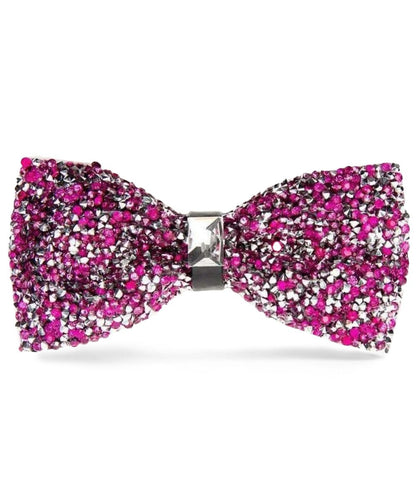 Vittorio Farina Men's Rhinestone Bow Tie in Gift Box - Hot Pink and Silver - Bow Tie - Vittorio Farina