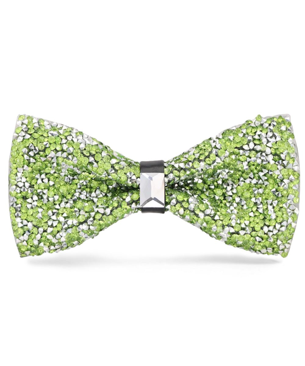 Vittorio Farina Men's Rhinestone Bow Tie in Gift Box - Light Green and Silver - Bow Tie - Vittorio Farina