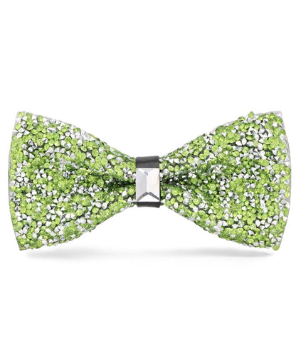 Vittorio Farina Men's Rhinestone Bow Tie in Gift Box - Light Green and Silver - Bow Tie - Vittorio Farina