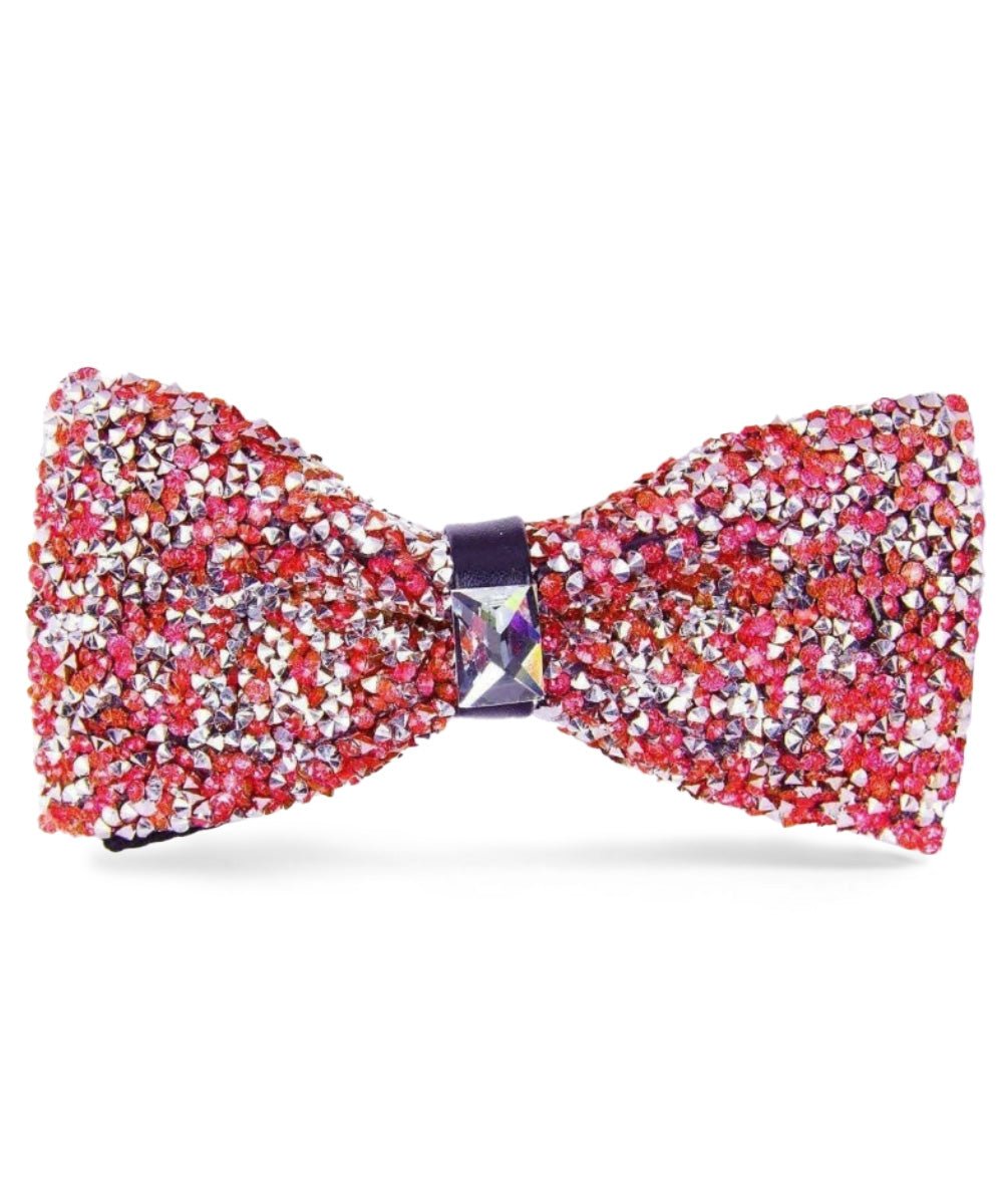 Vittorio Farina Men's Rhinestone Bow Tie in Gift Box - Orange and Silver - Bow Tie - Vittorio Farina