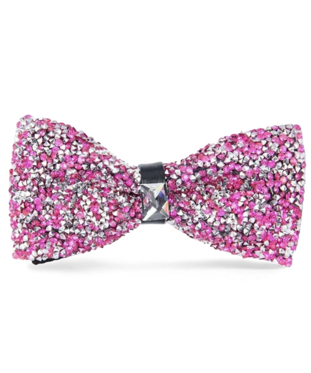 Vittorio Farina Men's Rhinestone Bow Tie in Gift Box - Pink and Silver - Bow Tie - Vittorio Farina