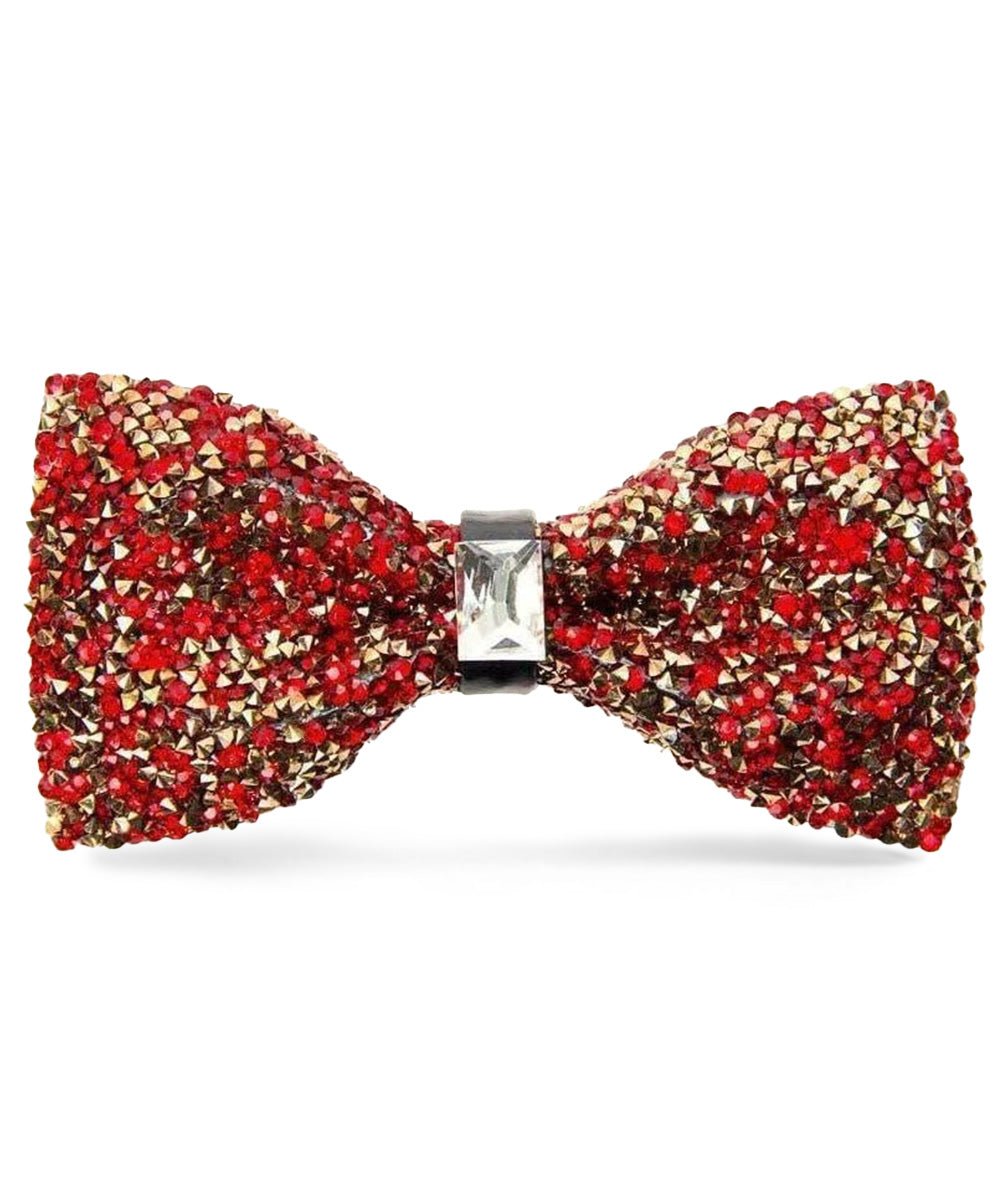 Vittorio Farina Men's Rhinestone Bow Tie in Gift Box - Red and Gold - Bow Tie - Vittorio Farina