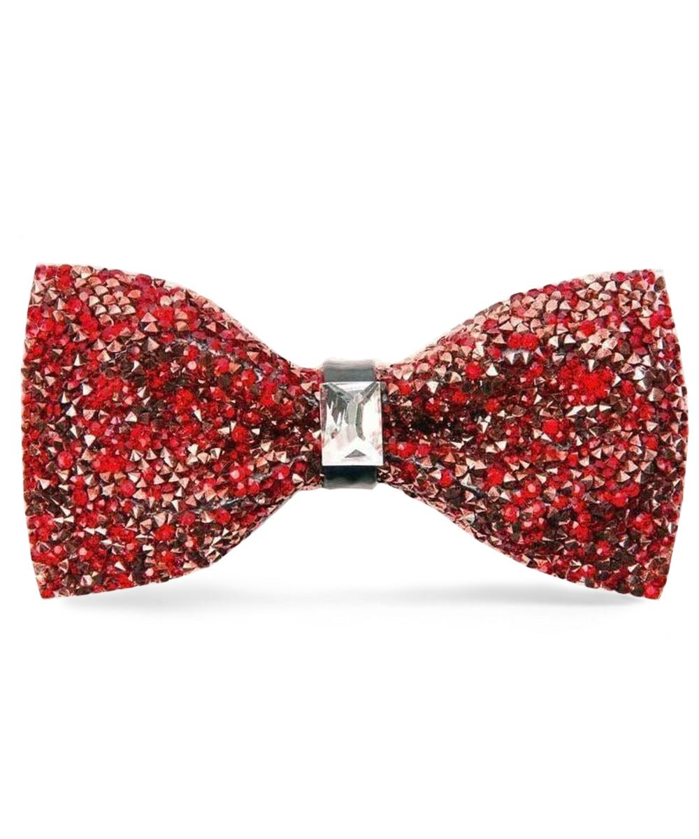 Vittorio Farina Men's Rhinestone Bow Tie in Gift Box - Red and Silver - Bow Tie - Vittorio Farina