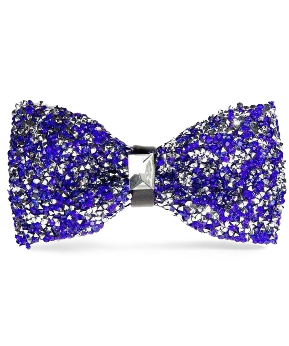 Vittorio Farina Men's Rhinestone Bow Tie in Gift Box - Royal Blue and Silver - Bow Tie - Vittorio Farina