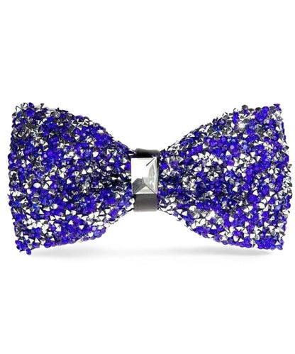Vittorio Farina Men's Rhinestone Bow Tie in Gift Box - Royal Blue and Silver - Bow Tie - Vittorio Farina