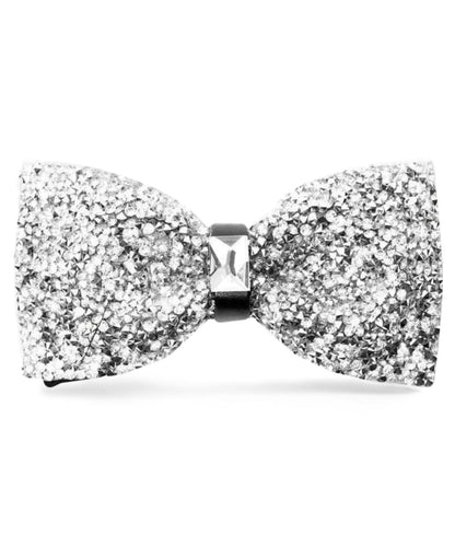 Vittorio Farina Men's Rhinestone Bow Tie in Gift Box - Silver and Silver - Bow Tie - Vittorio Farina