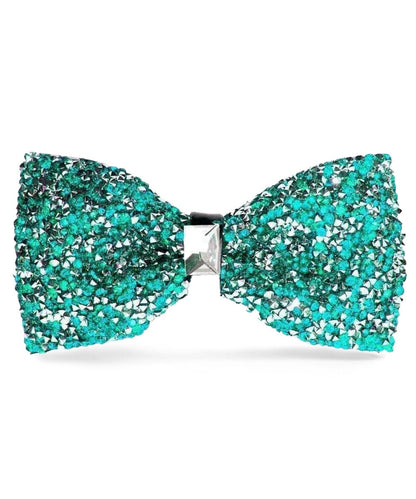 Vittorio Farina Men's Rhinestone Bow Tie in Gift Box - Teal Blue and Silver - Bow Tie - Vittorio Farina