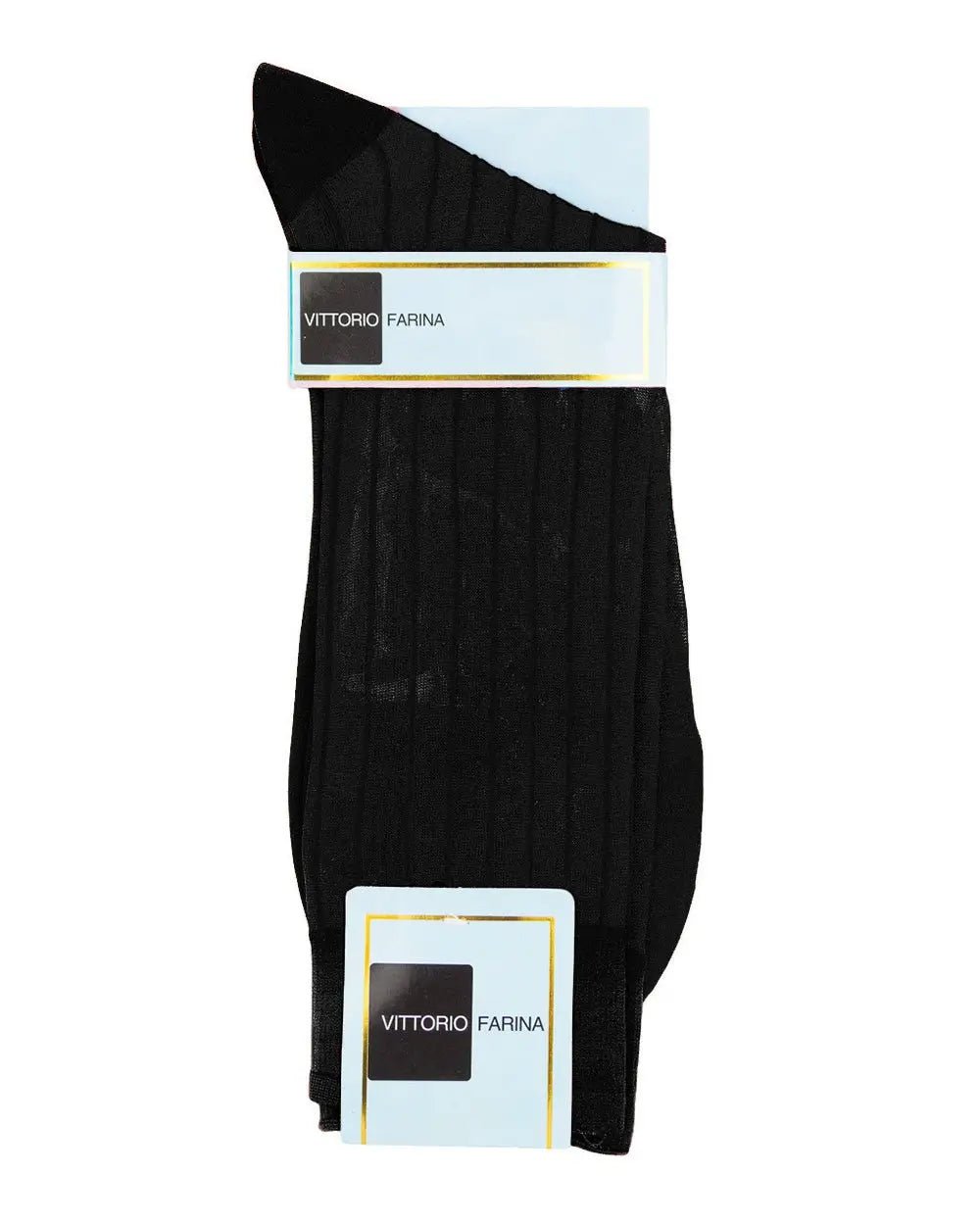 Vittorio Farina Men's Ribbed Shear Nylon Anklet Dress Socks - Black - Socks - Vittorio Farina