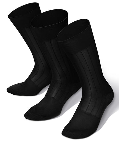 Vittorio Farina Men's Ribbed Shear Nylon Anklet Dress Socks - Black - Socks - Vittorio Farina