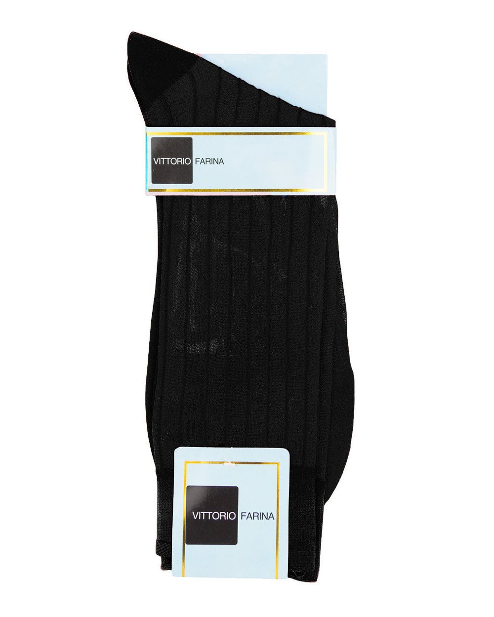 Vittorio Farina Men's Ribbed Shear Nylon Anklet Dress Socks - Black - Socks - Vittorio Farina