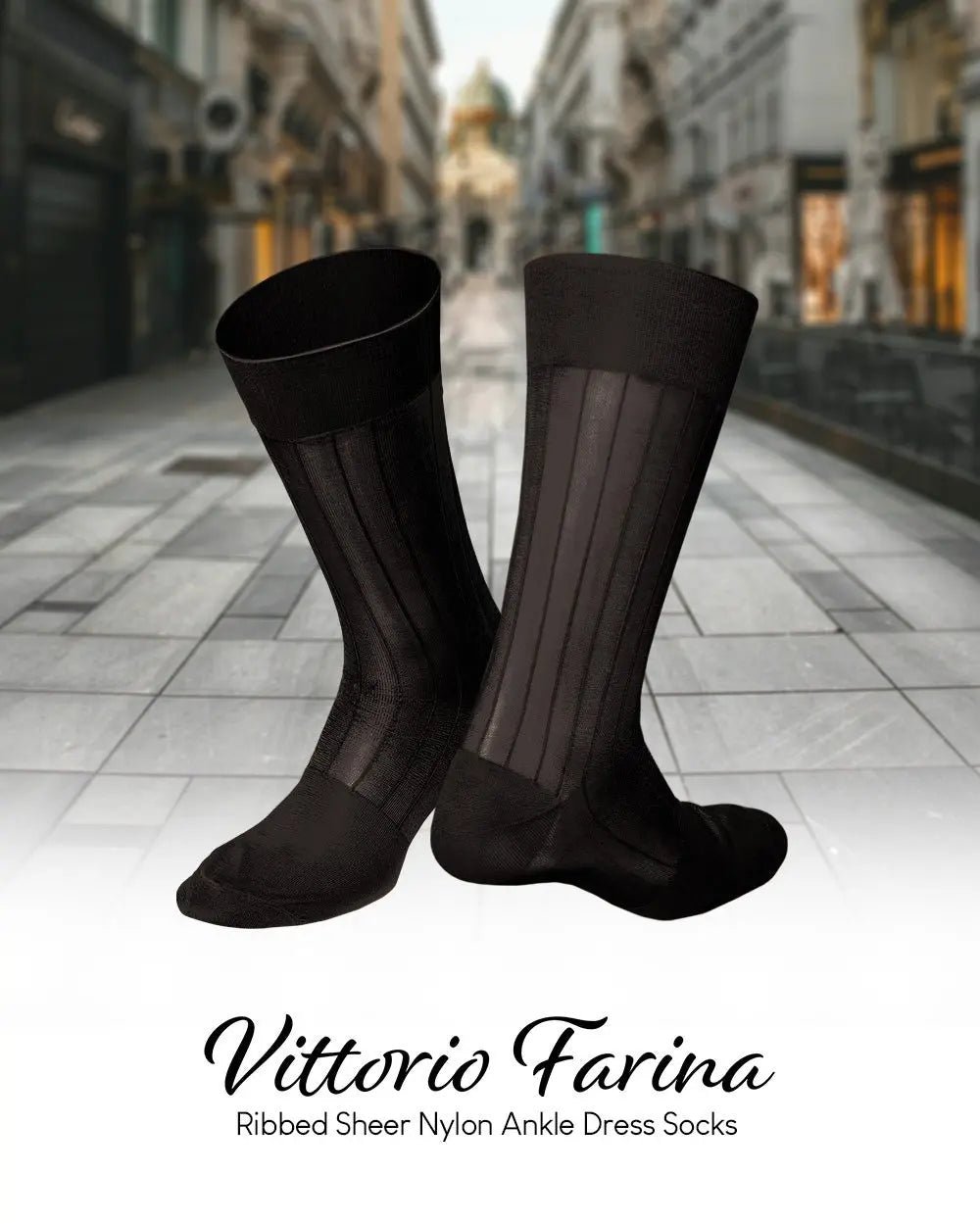 Vittorio Farina Men's Ribbed Shear Nylon Anklet Dress Socks - Brown - Socks - Vittorio Farina