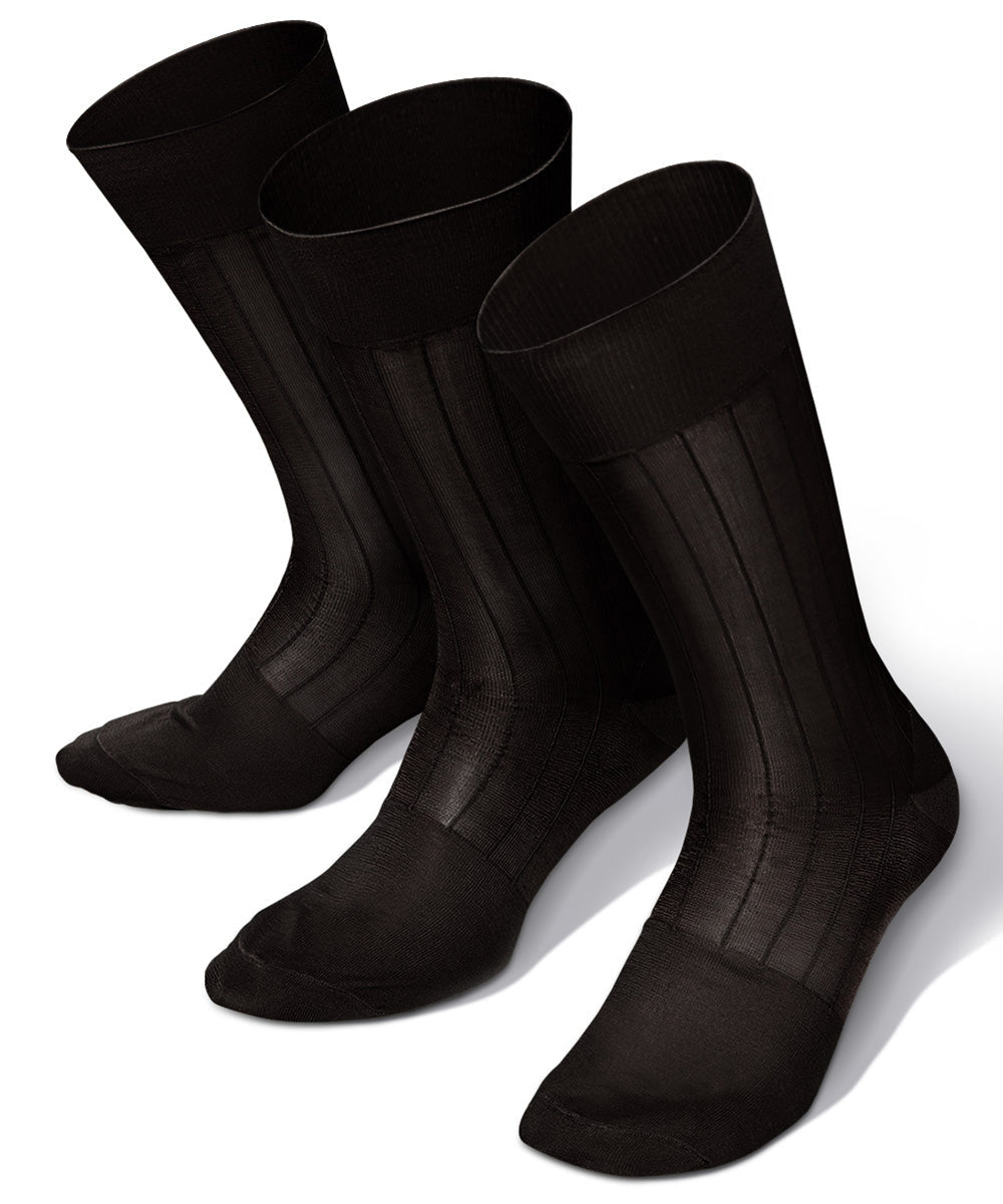 Vittorio Farina Men's Ribbed Shear Nylon Anklet Dress Socks - Brown - Socks - Vittorio Farina