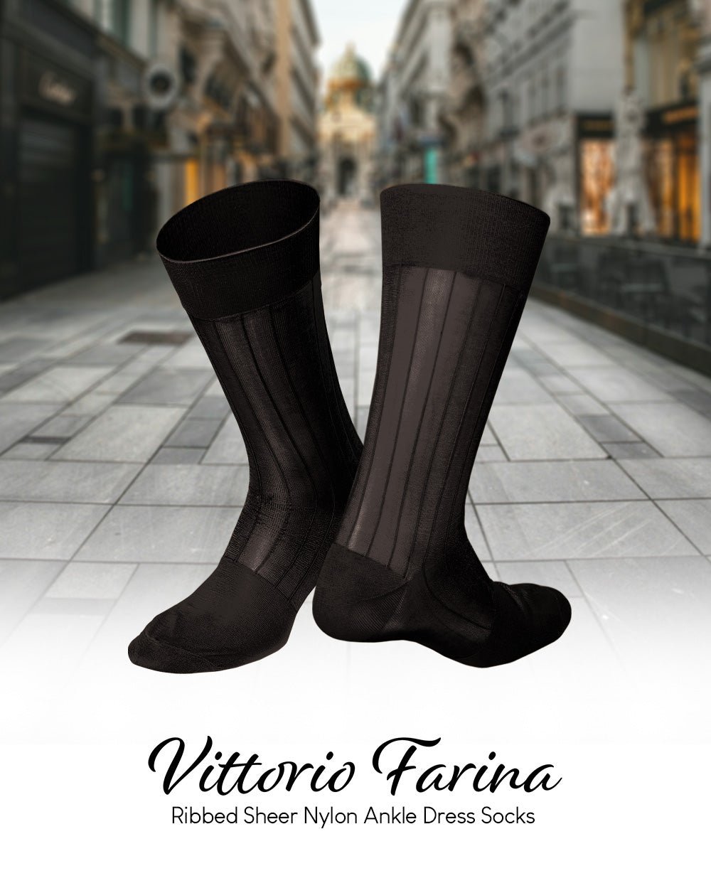 Vittorio Farina Men's Ribbed Shear Nylon Anklet Dress Socks - Brown - Socks - Vittorio Farina