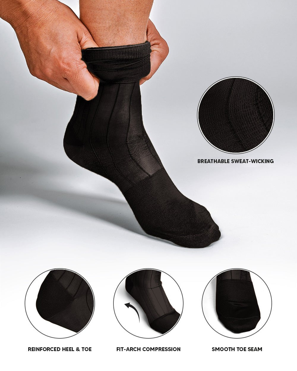 Vittorio Farina Men's Ribbed Shear Nylon Anklet Dress Socks - Brown - Socks - Vittorio Farina