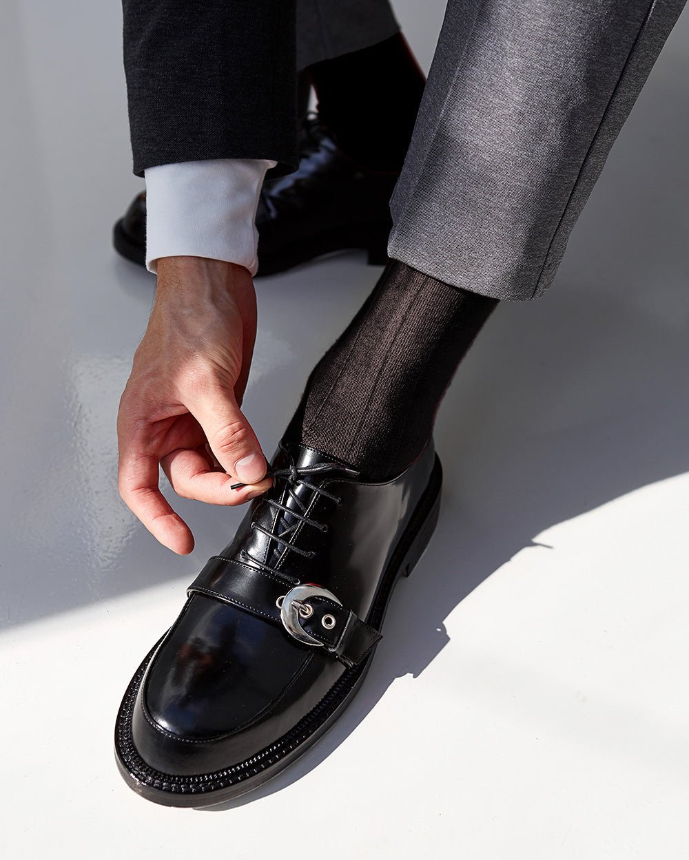 Vittorio Farina Men's Ribbed Shear Nylon Anklet Dress Socks - Brown - Socks - Vittorio Farina