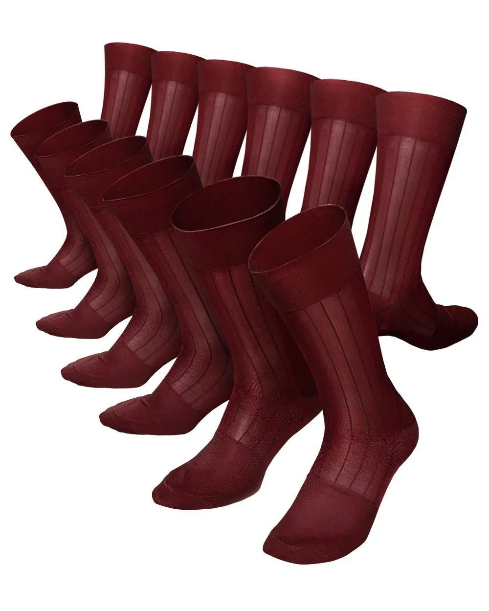 Vittorio Farina Men's Ribbed Shear Nylon Anklet Dress Socks - Burgundy - Socks - Vittorio Farina