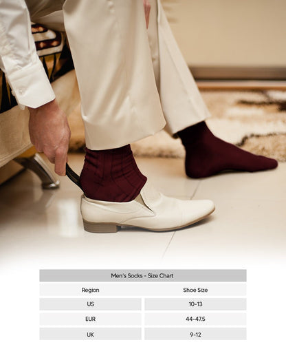 Vittorio Farina Men's Ribbed Shear Nylon Anklet Dress Socks - Burgundy - Socks - Vittorio Farina