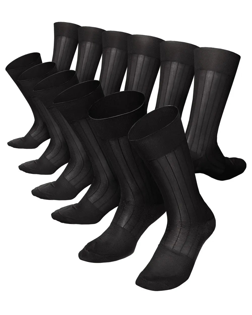 Vittorio Farina Men's Ribbed Shear Nylon Anklet Dress Socks - Charcoal - Socks - Vittorio Farina