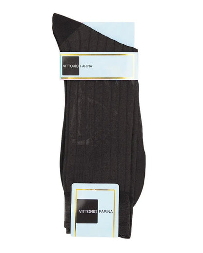 Vittorio Farina Men's Ribbed Shear Nylon Anklet Dress Socks - Charcoal - Socks - Vittorio Farina