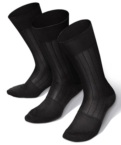 Vittorio Farina Men's Ribbed Shear Nylon Anklet Dress Socks - Charcoal - Socks - Vittorio Farina