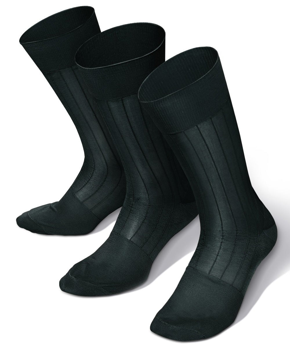 Vittorio Farina Men's Ribbed Shear Nylon Anklet Dress Socks - Charcoal - Socks - Vittorio Farina
