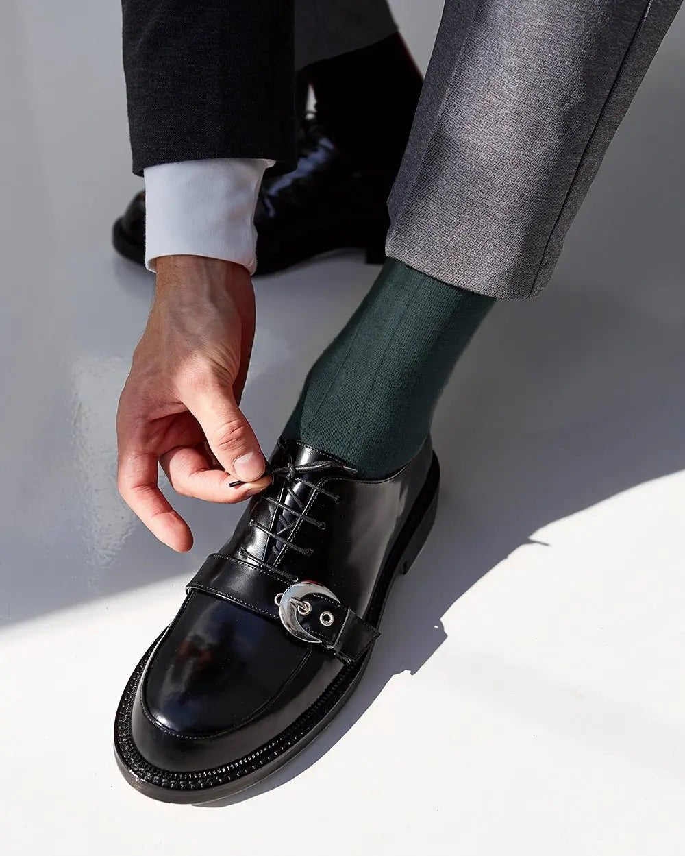 Vittorio Farina Men's Ribbed Shear Nylon Anklet Dress Socks - Hunter Green - Socks - Vittorio Farina