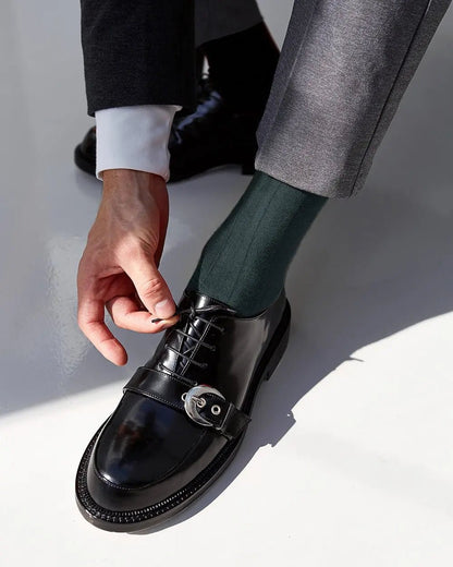 Vittorio Farina Men's Ribbed Shear Nylon Anklet Dress Socks - Hunter Green - Socks - Vittorio Farina