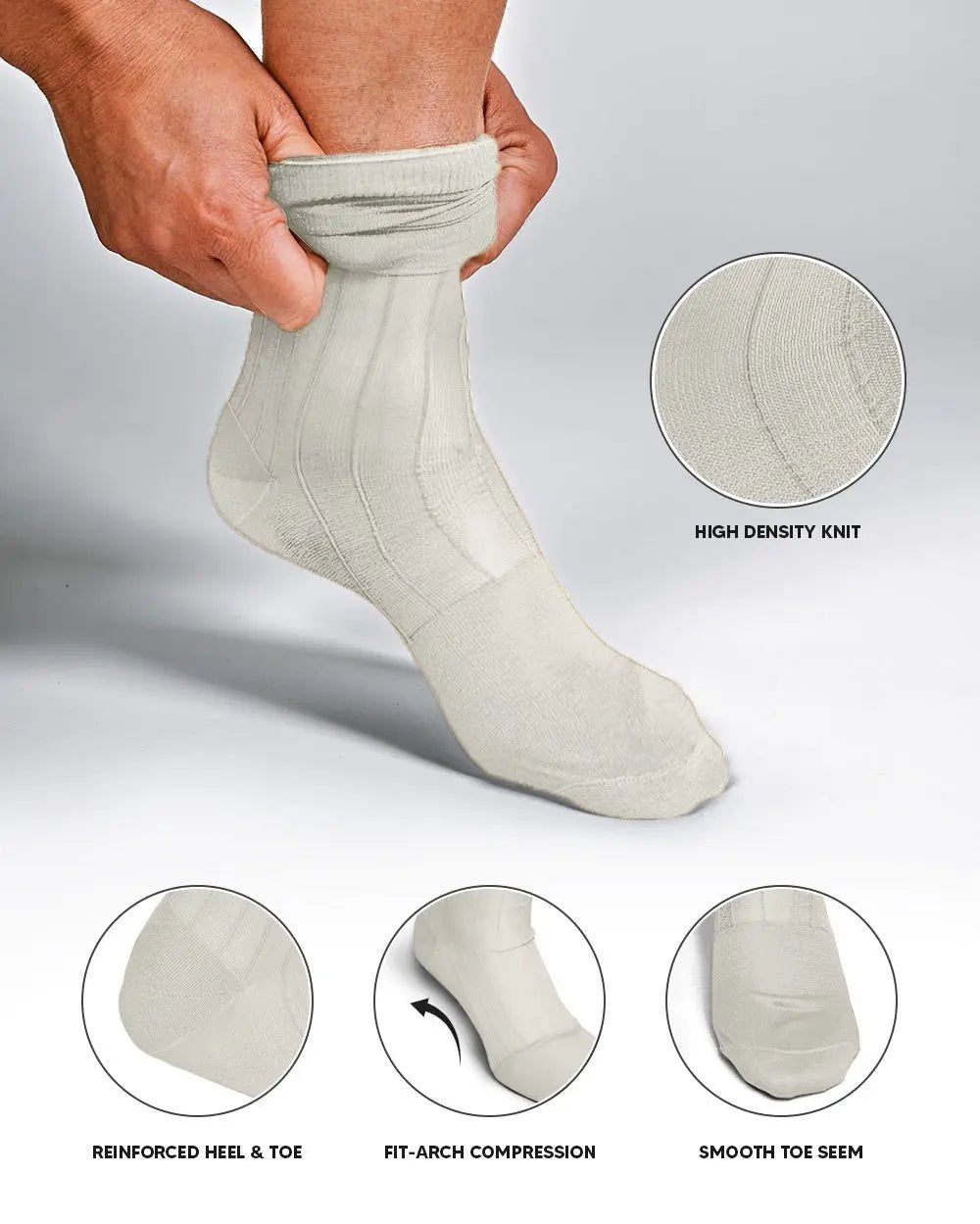 Vittorio Farina Men's Ribbed Shear Nylon Anklet Dress Socks - Ivory - Socks - Vittorio Farina