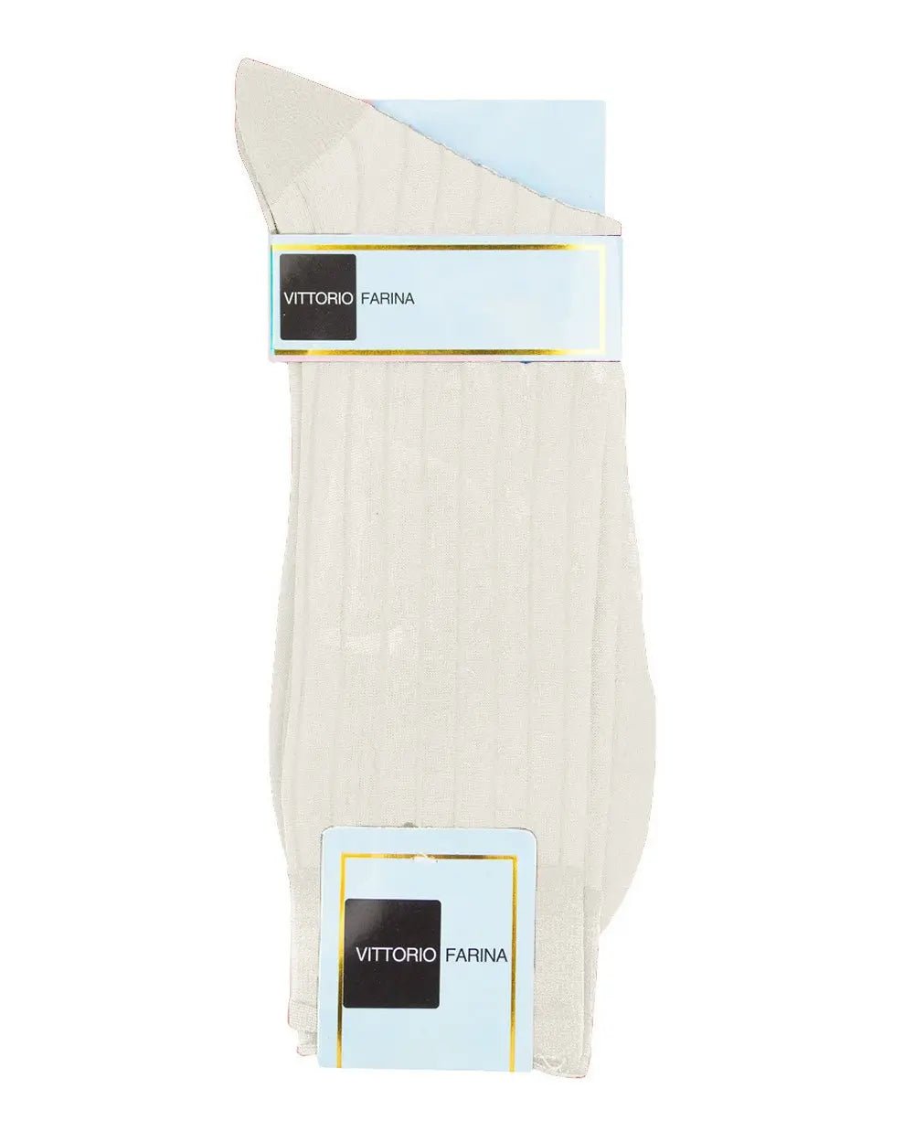 Vittorio Farina Men's Ribbed Shear Nylon Anklet Dress Socks - Ivory - Socks - Vittorio Farina