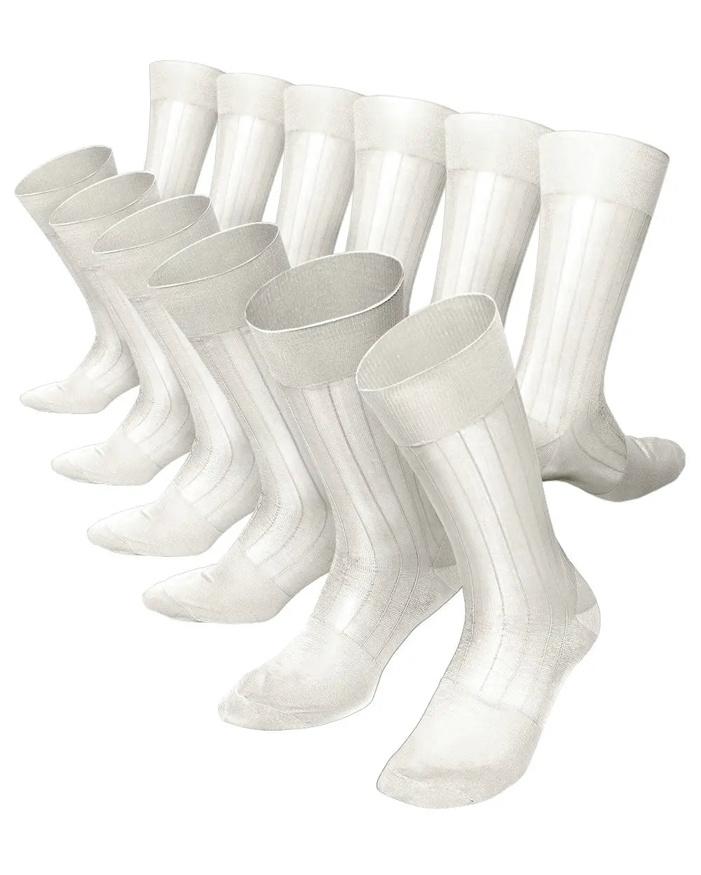 Vittorio Farina Men's Ribbed Shear Nylon Anklet Dress Socks - Ivory - Socks - Vittorio Farina