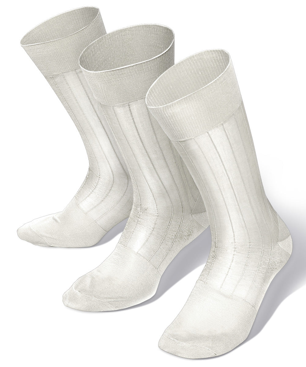 Vittorio Farina Men's Ribbed Shear Nylon Anklet Dress Socks - Ivory - Socks - Vittorio Farina