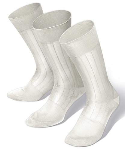 Vittorio Farina Men's Ribbed Shear Nylon Anklet Dress Socks - Ivory - Socks - Vittorio Farina