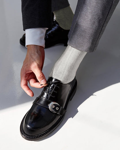 Vittorio Farina Men's Ribbed Shear Nylon Anklet Dress Socks - Black - Socks - Vittorio Farina