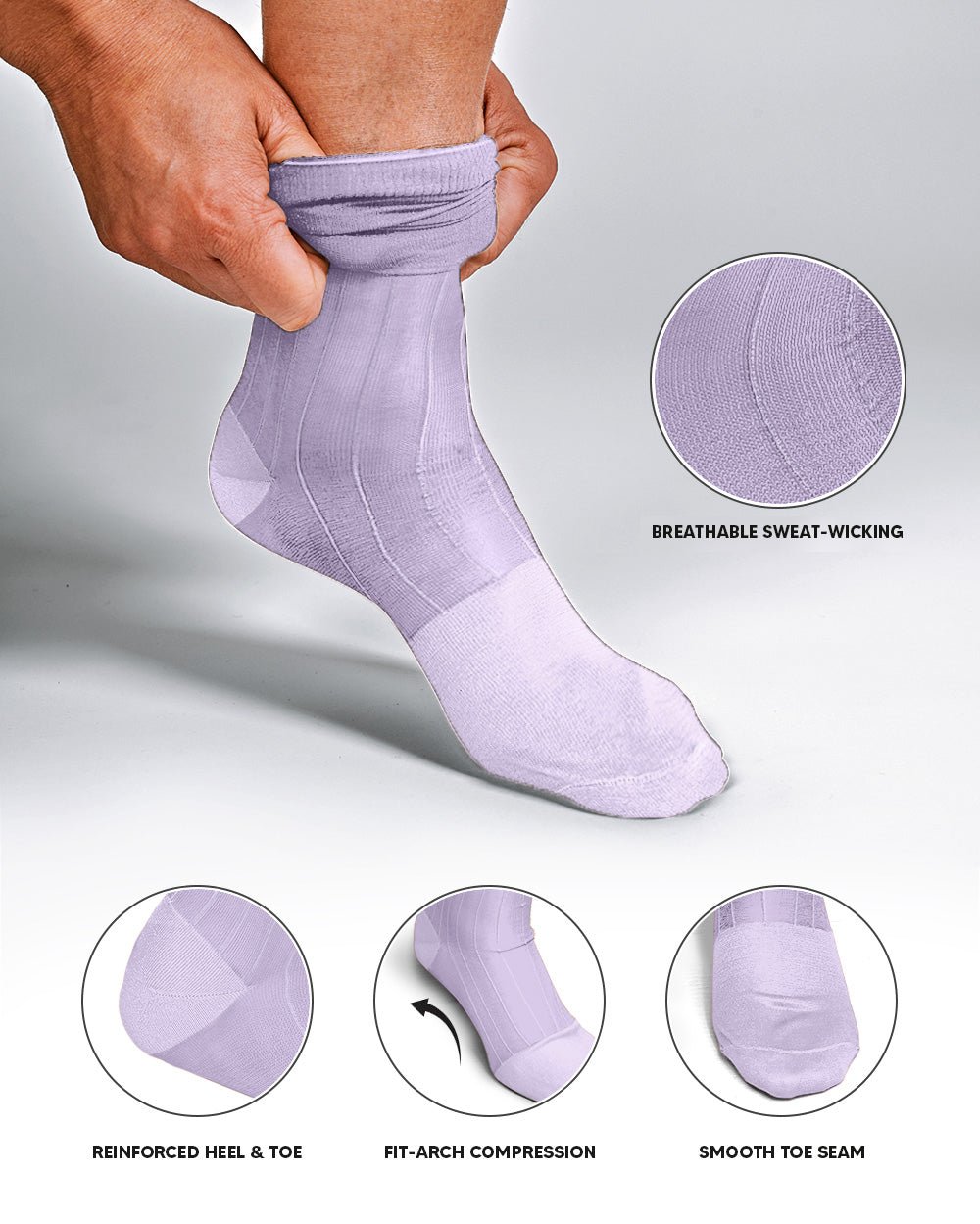 Vittorio Farina Men's Ribbed Shear Nylon Anklet Dress Socks - Lavender - Socks - Vittorio Farina