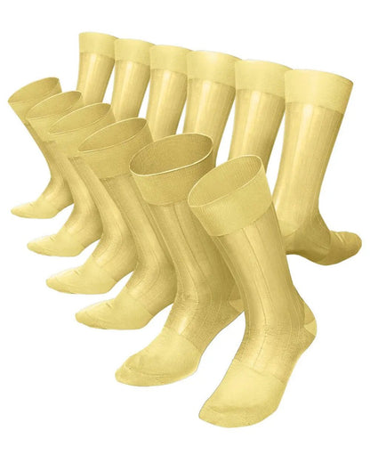 Vittorio Farina Men's Ribbed Shear Nylon Anklet Dress Socks - Maize - Socks - Vittorio Farina