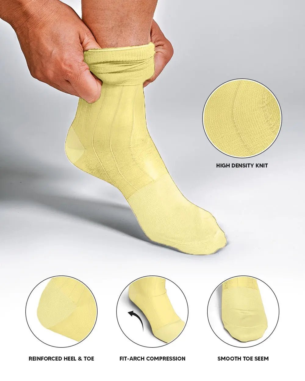 Vittorio Farina Men's Ribbed Shear Nylon Anklet Dress Socks - Maize - Socks - Vittorio Farina