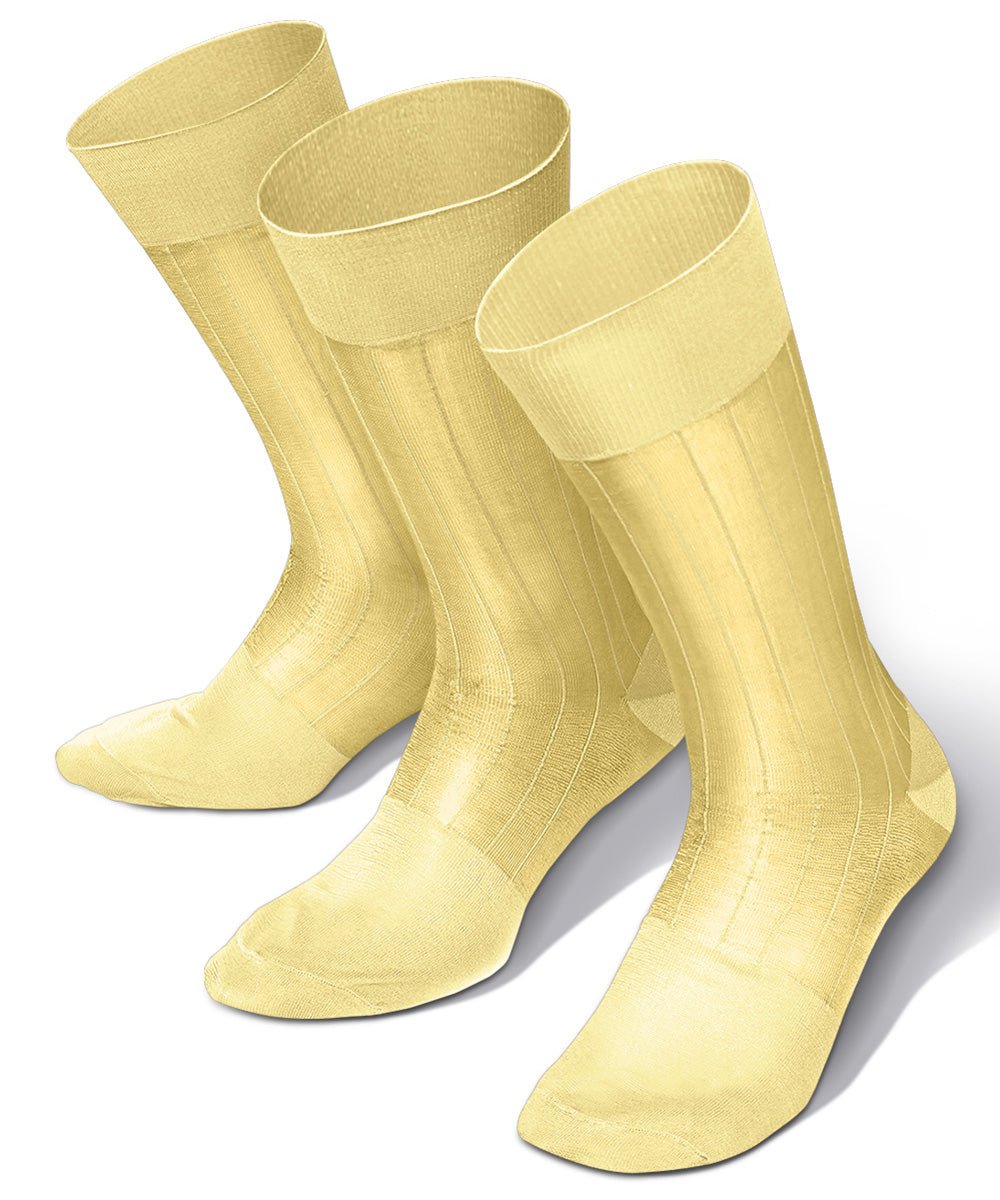 Vittorio Farina Men's Ribbed Shear Nylon Anklet Dress Socks - Maize - Socks - Vittorio Farina