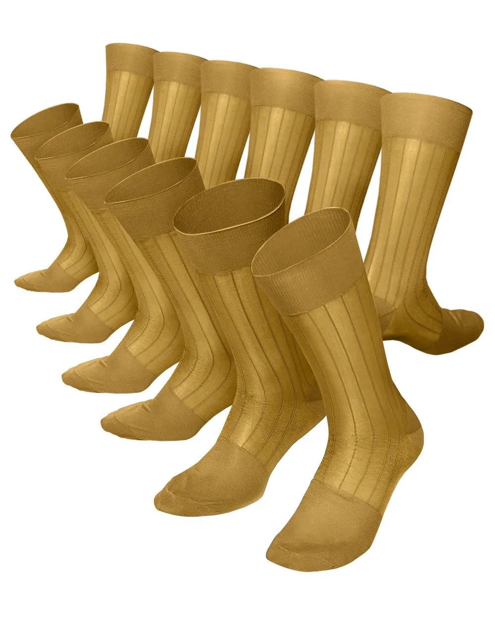 Vittorio Farina Men's Ribbed Shear Nylon Anklet Dress Socks - Mustard Yellow - Socks - Vittorio Farina
