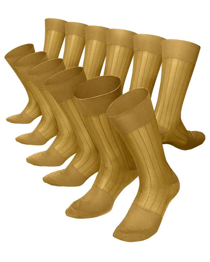 Vittorio Farina Men's Ribbed Shear Nylon Anklet Dress Socks - Mustard Yellow - Socks - Vittorio Farina