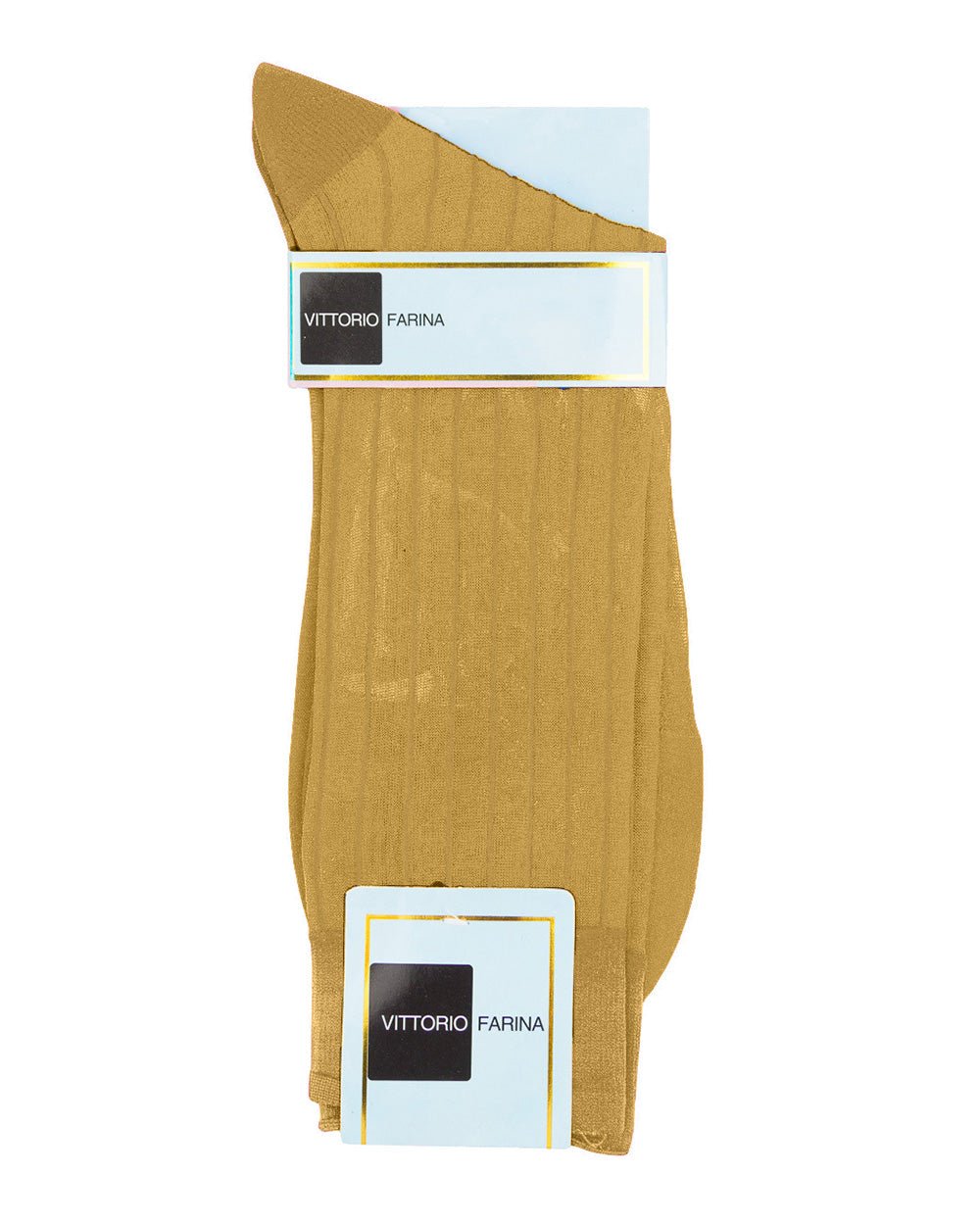 Vittorio Farina Men's Ribbed Shear Nylon Anklet Dress Socks - Mustard Yellow - Socks - Vittorio Farina