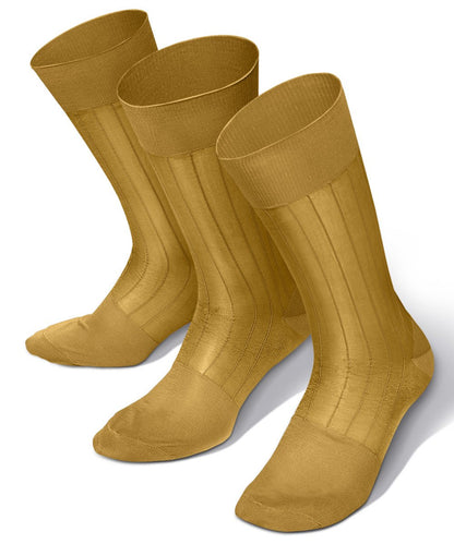 Vittorio Farina Men's Ribbed Shear Nylon Anklet Dress Socks - Mustard Yellow - Socks - Vittorio Farina