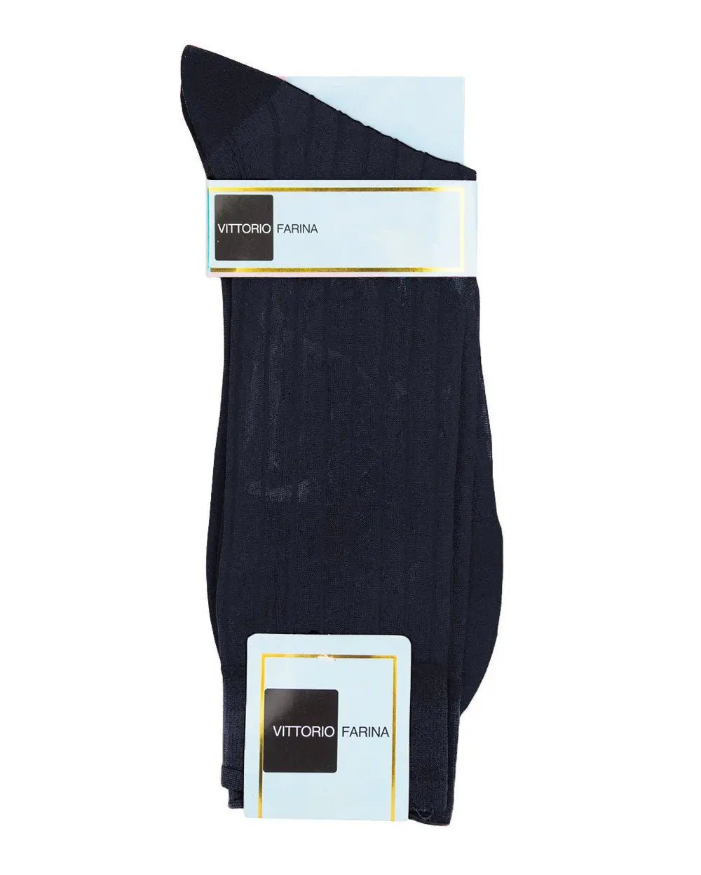 Vittorio Farina Men's Ribbed Shear Nylon Anklet Dress Socks - Navy Blue - Socks - Vittorio Farina