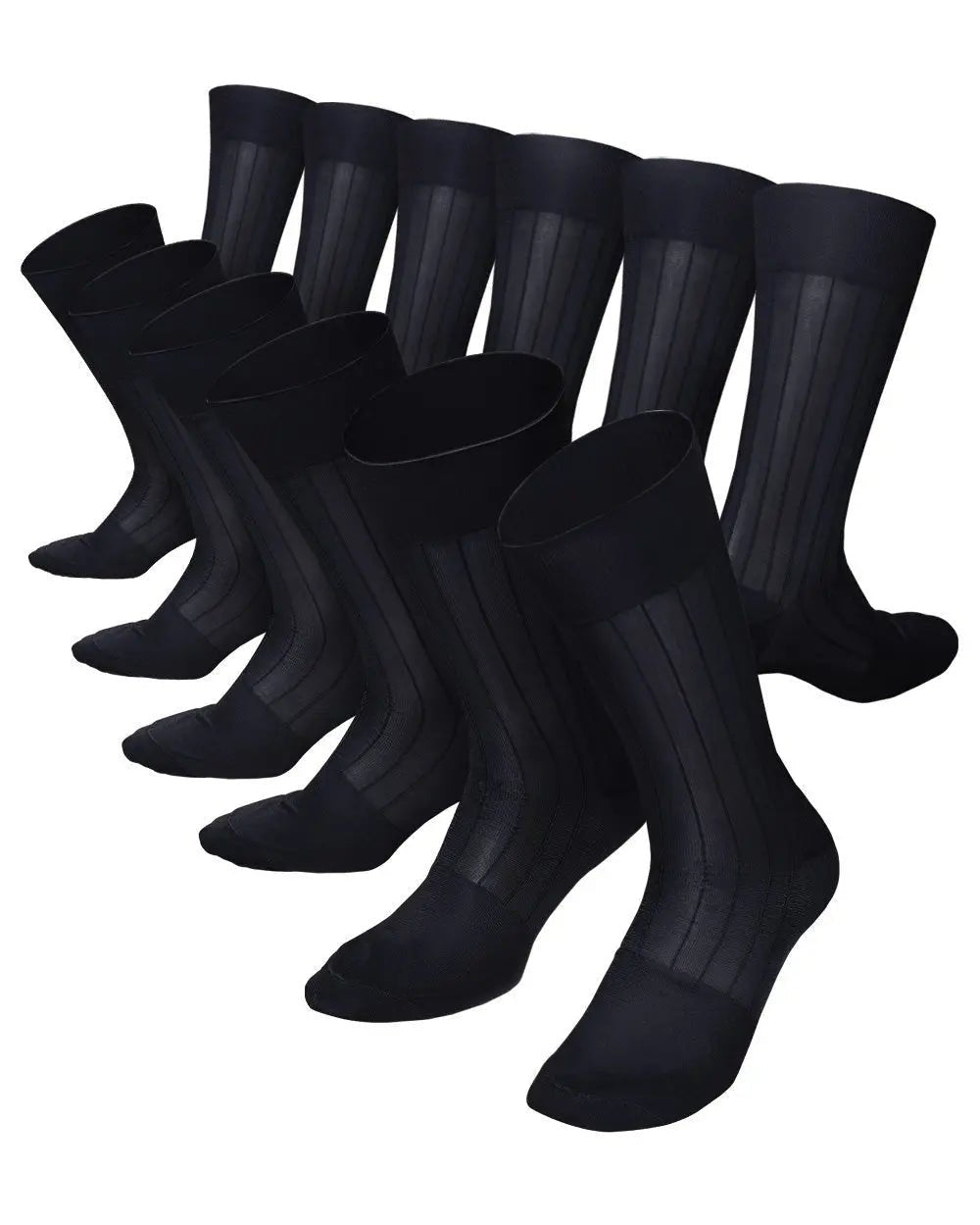 Vittorio Farina Men's Ribbed Shear Nylon Anklet Dress Socks - Navy Blue - Socks - Vittorio Farina