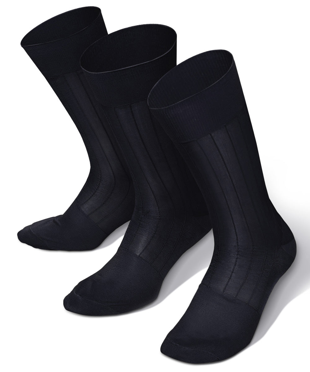 Vittorio Farina Men's Ribbed Shear Nylon Anklet Dress Socks - Navy Blue - Socks - Vittorio Farina