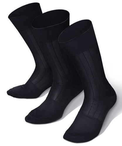 Vittorio Farina Men's Ribbed Shear Nylon Anklet Dress Socks - Navy Blue - Socks - Vittorio Farina
