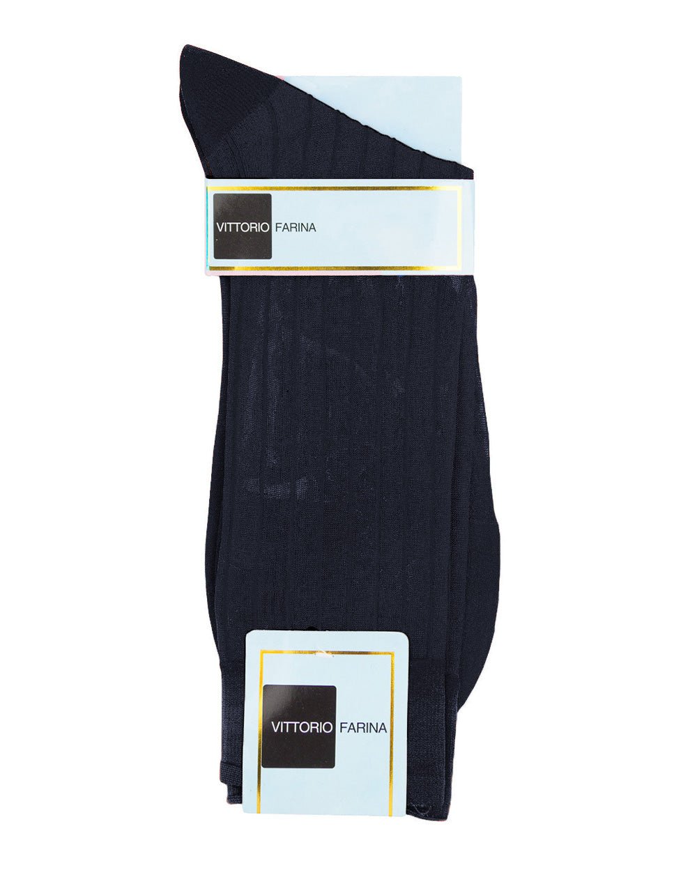 Vittorio Farina Men's Ribbed Shear Nylon Anklet Dress Socks - Navy Blue - Socks - Vittorio Farina