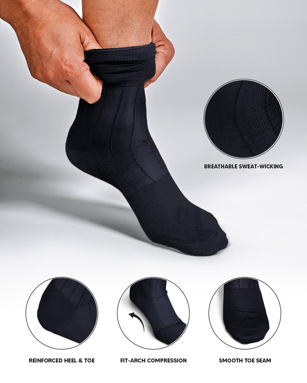 Vittorio Farina Men's Ribbed Shear Nylon Anklet Dress Socks - Navy Blue - Socks - Vittorio Farina