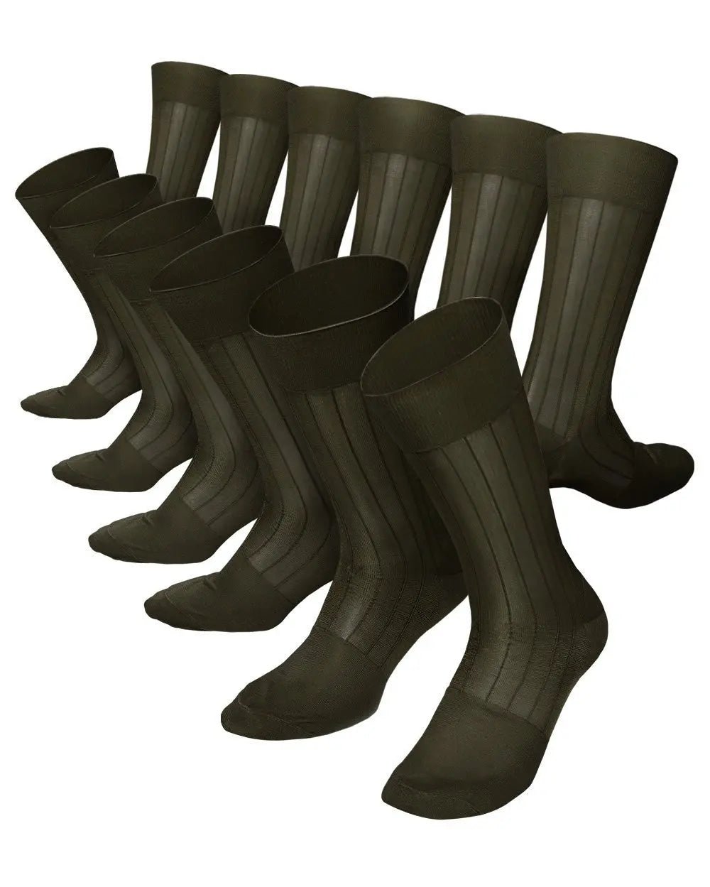 Vittorio Farina Men's Ribbed Shear Nylon Anklet Dress Socks - Olive Green - Socks - Vittorio Farina