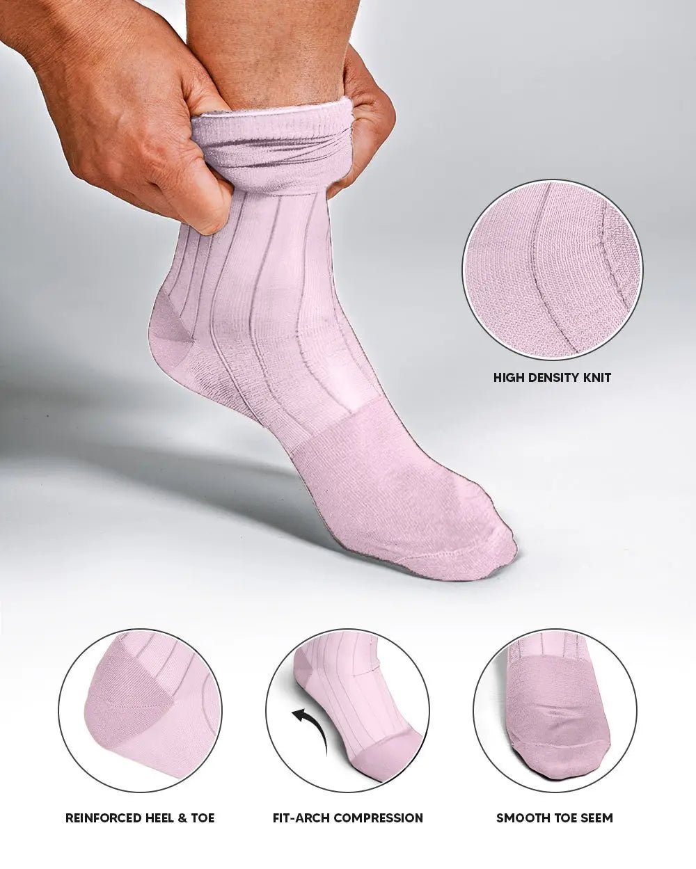 Vittorio Farina Men's Ribbed Shear Nylon Anklet Dress Socks - Pink - Socks - Vittorio Farina